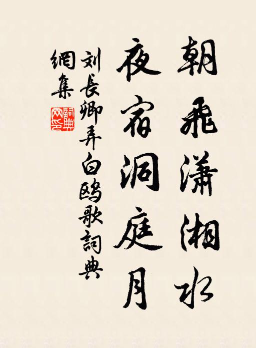 刘长卿朝飞潇湘水，夜宿洞庭月书法作品欣赏