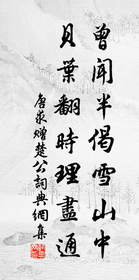 唐求曾闻半偈雪山中，贝叶翻时理尽通书法作品欣赏