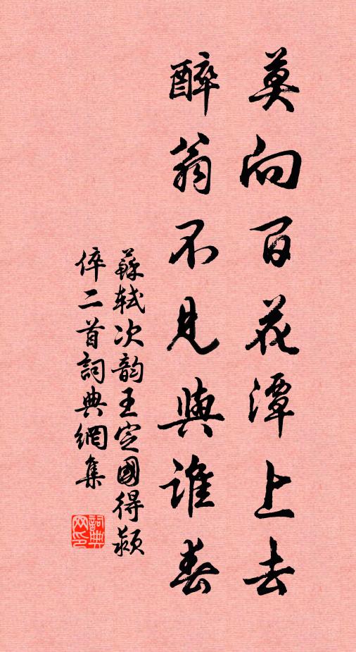 苏轼莫向百花潭上去，醉翁不见与谁春书法作品欣赏
