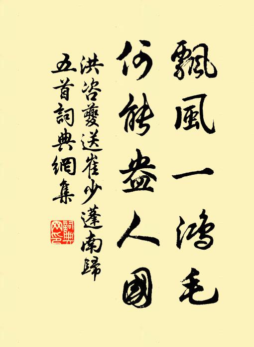 洪咨夔飘风一鸿毛，何能盎人国书法作品欣赏