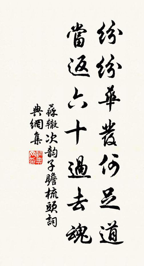 苏辙纷纷华发何足道，当返六十过去魂书法作品欣赏