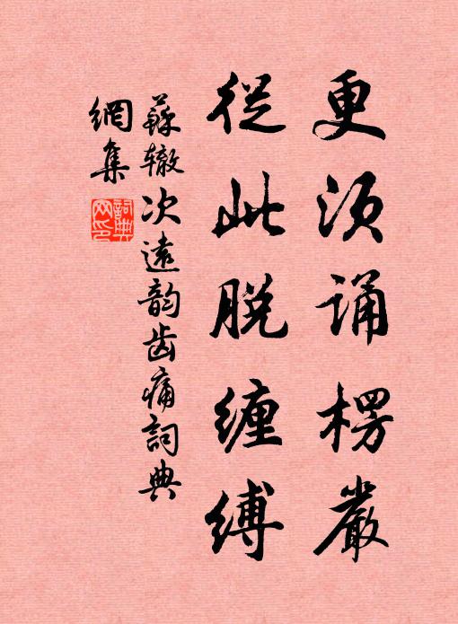 苏辙更须诵楞严，从此脱缠缚书法作品欣赏