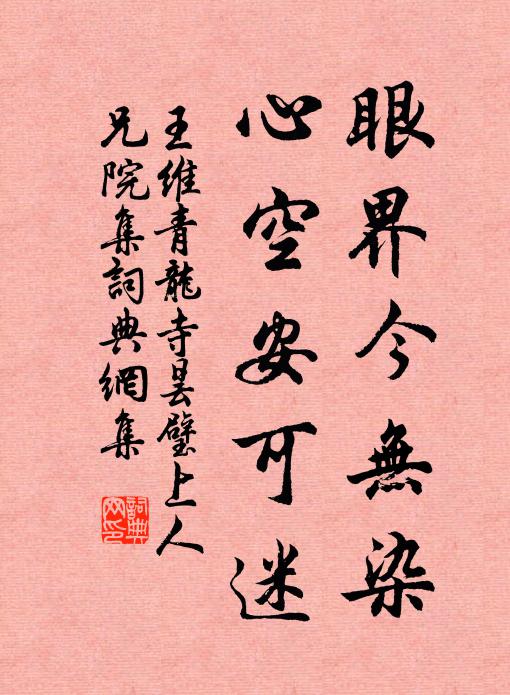 王维眼界今无染，心空安可迷书法作品欣赏