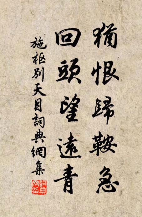施枢犹恨归鞍急，回头望远青书法作品欣赏