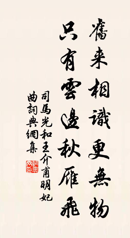 司马光旧来相识更无物，只有云边秋雁飞书法作品欣赏