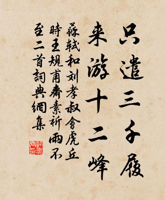 苏轼只遣三千履，来游十二峰书法作品欣赏