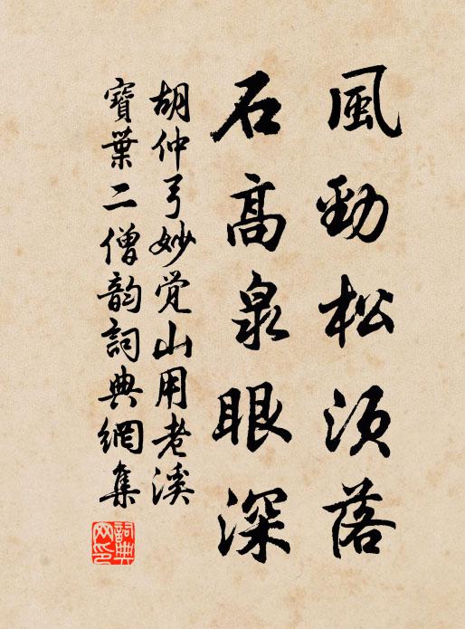 胡仲弓风劲松须落，石高泉眼深书法作品欣赏