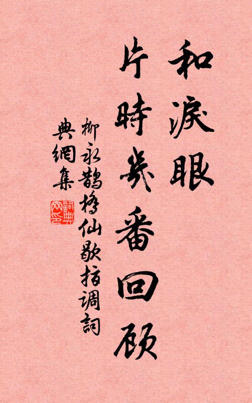 柳永和泪眼、片时几番回顾书法作品欣赏