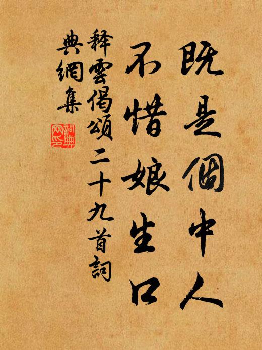 释云既是个中人，不惜娘生口书法作品欣赏