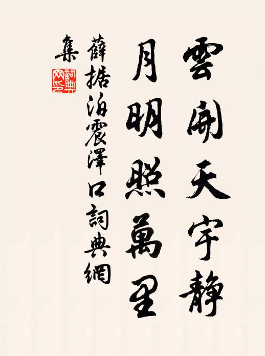 薛据云开天宇静，月明照万里书法作品欣赏