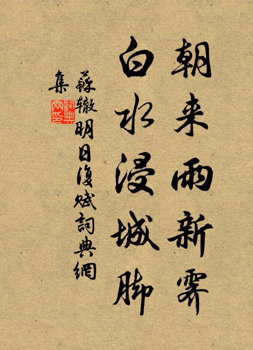 苏辙朝来雨新霁，白水浸城脚书法作品欣赏