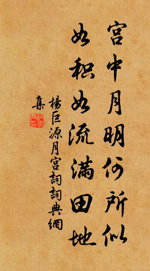 杨巨源宫中月明何所似，如积如流满田地书法作品欣赏
