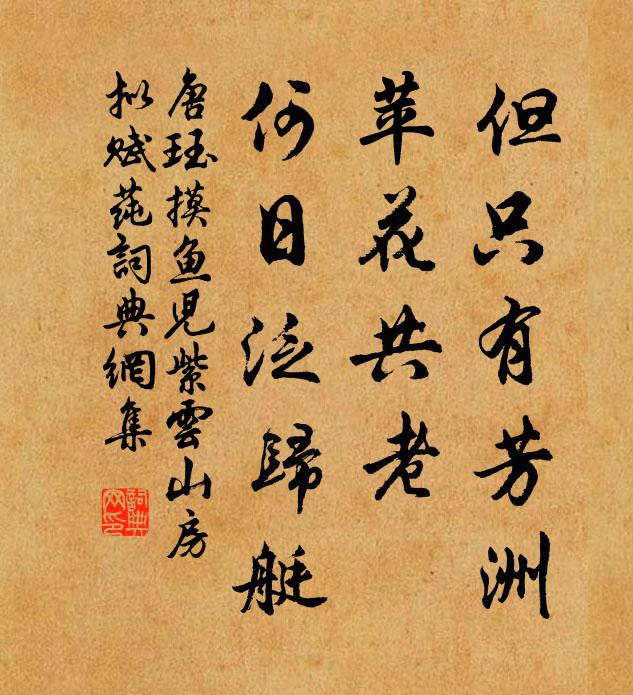唐珏但只有芳洲，苹花共老，何日泛归艇书法作品欣赏