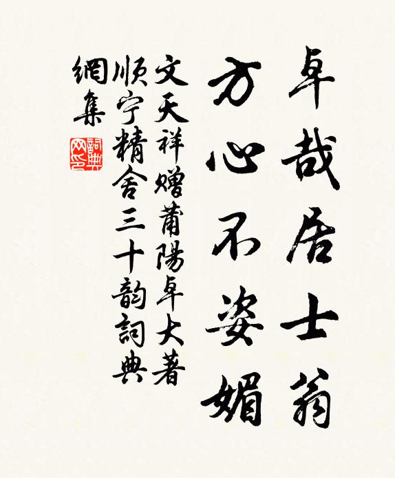 文天祥卓哉居士翁，方心不姿媚书法作品欣赏