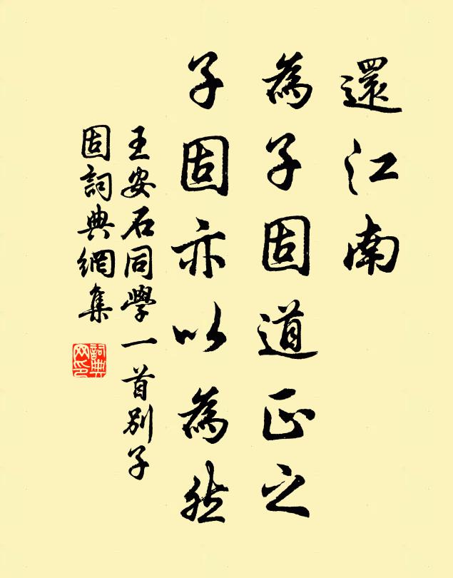 王安石还江南，为子固道正之，子固亦以为然书法作品欣赏