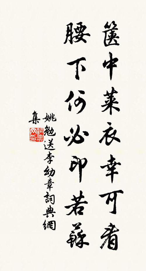 姚勉箧中莱衣幸可看，腰下何必印若苏书法作品欣赏
