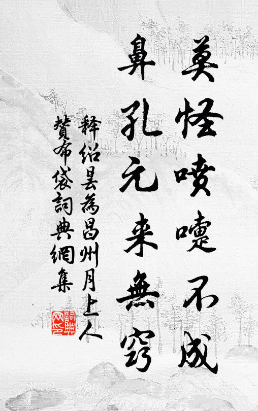 释绍昙莫怪喷嚏不成，鼻孔元来无窍书法作品欣赏