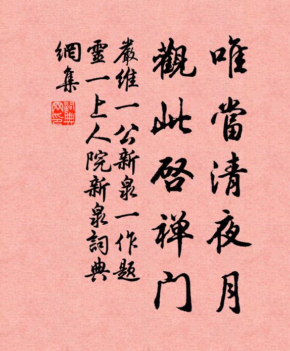 严维唯当清夜月，观此启禅门书法作品欣赏