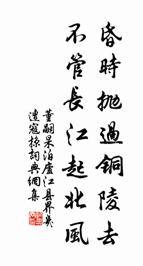 董嗣杲昏时抛过铜陵去，不管长江起北风书法作品欣赏