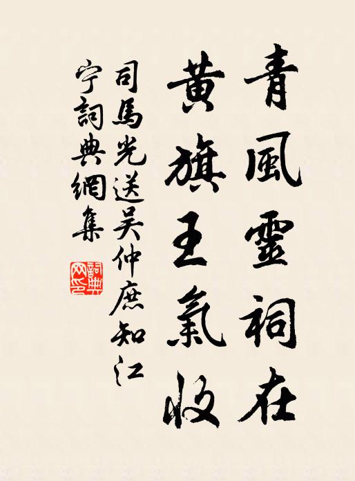 司马光青风灵祠在，黄旗王气收书法作品欣赏
