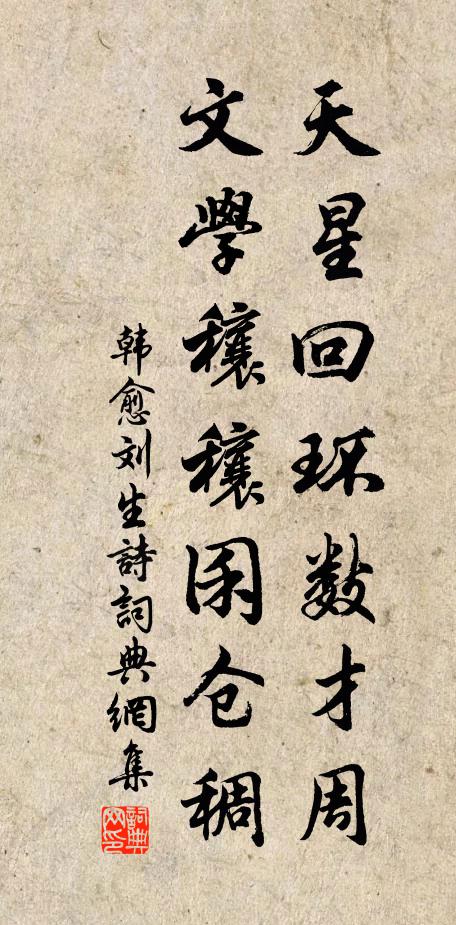 韩愈天星回环数才周，文学穰穰囷仓稠书法作品欣赏