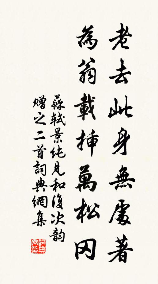 苏轼老去此身无处著，为翁载插万松冈书法作品欣赏