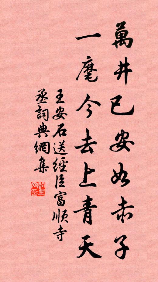 王安石万井已安如赤子，一麾今去上青天书法作品欣赏