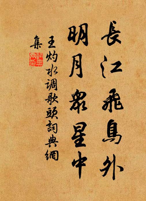 王灼长江飞鸟外，明月众星中书法作品欣赏