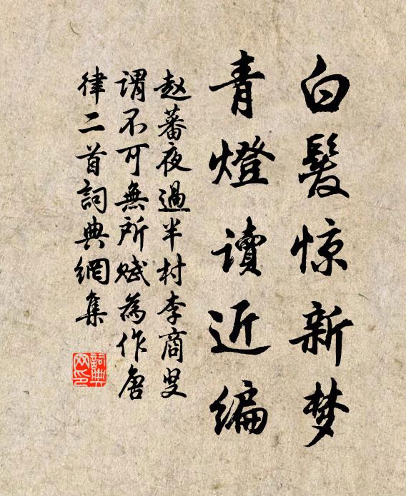 赵蕃白发惊新梦，青灯读近编书法作品欣赏
