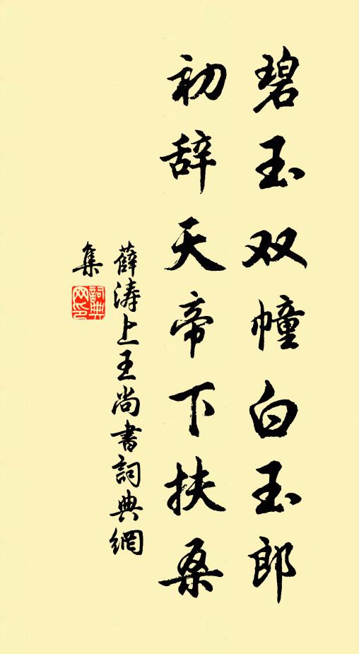 薛涛碧玉双幢白玉郎，初辞天帝下扶桑书法作品欣赏