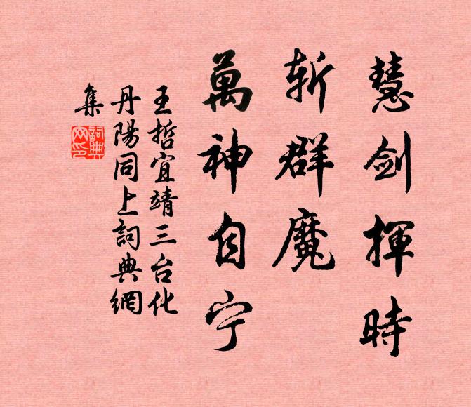 王哲慧剑挥时，斩群魔、万神自宁书法作品欣赏