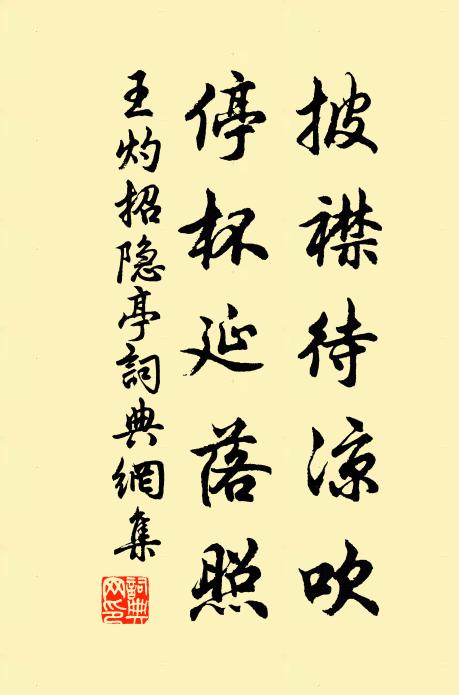 王灼披襟待凉吹，停杯延落照书法作品欣赏