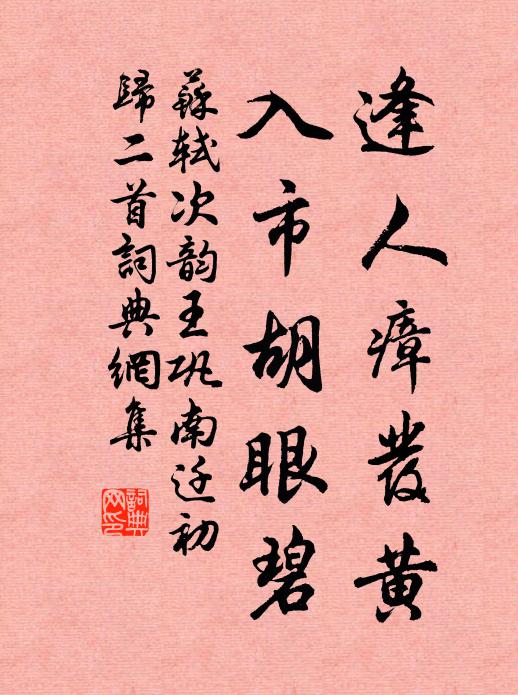 苏轼逢人瘴发黄，入市胡眼碧书法作品欣赏
