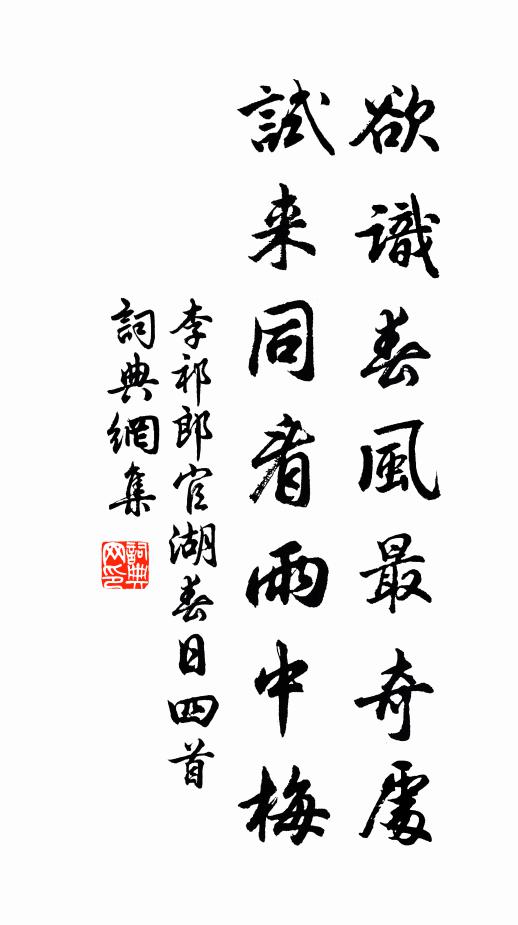 李祁欲识春风最奇处，试来同看雨中梅书法作品欣赏