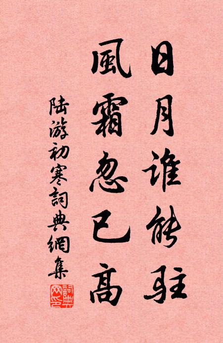 陆游日月谁能驻，风霜忽已高书法作品欣赏