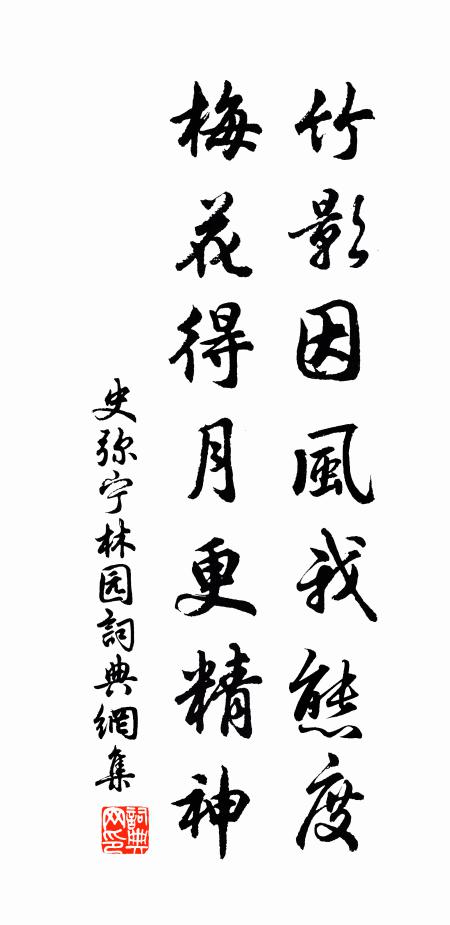 史弥宁竹影因风我态度，梅花得月更精神书法作品欣赏