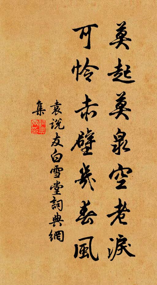 袁说友莫起莫泉空老泪，可怜赤壁几春风书法作品欣赏