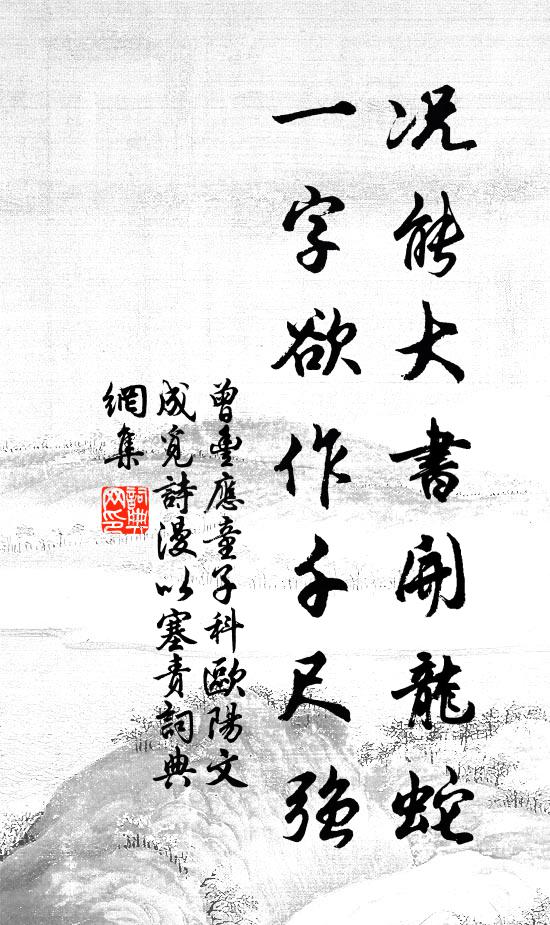 曾丰况能大书开龙蛇，一字欲作千尺强书法作品欣赏