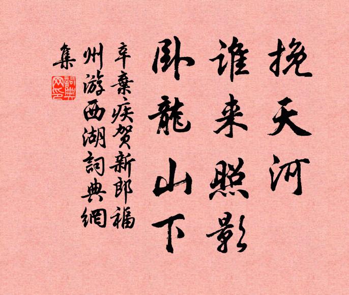 辛弃疾挽天河、谁来照影，卧龙山下书法作品欣赏