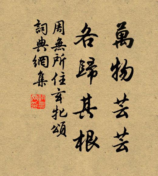 周无所住万物芸芸，各归其根书法作品欣赏