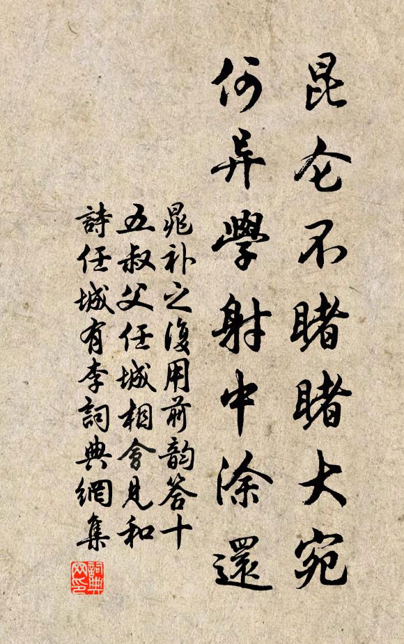 晁补之昆仑不睹睹大宛，何异学射中涂还书法作品欣赏