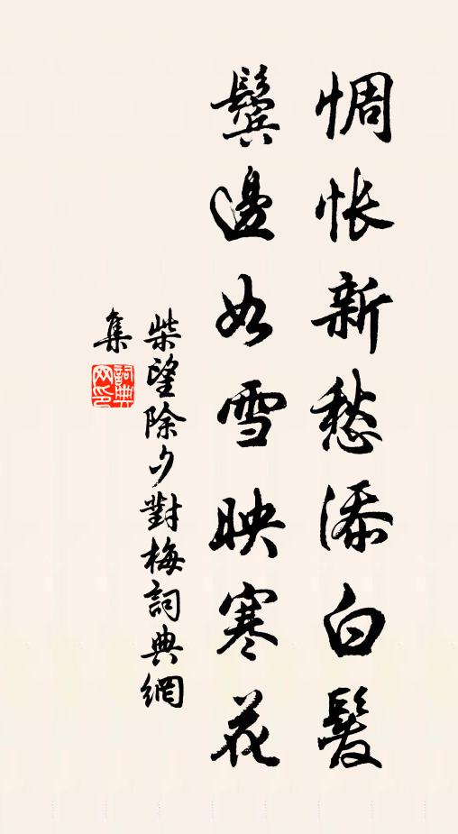 柴望惆怅新愁添白发，鬓边如雪映寒花书法作品欣赏