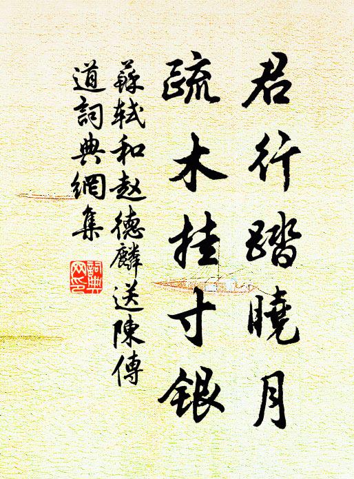苏轼君行踏晓月，疏木挂寸银书法作品欣赏