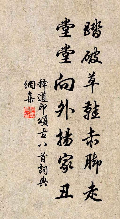 释道印踏破草鞋赤脚走，堂堂向外扬家丑书法作品欣赏