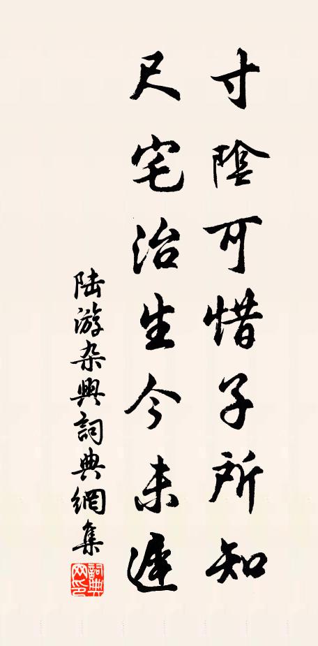 陆游寸阴可惜子所知，尺宅治生今未迟书法作品欣赏