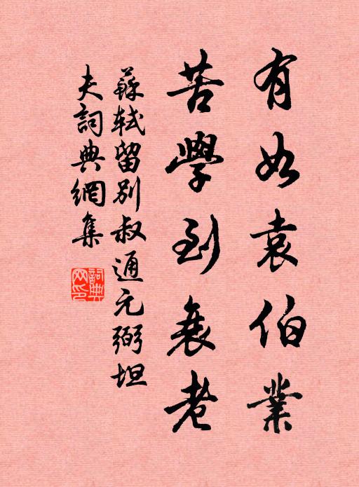 苏轼有如袁伯业，苦学到衰老书法作品欣赏
