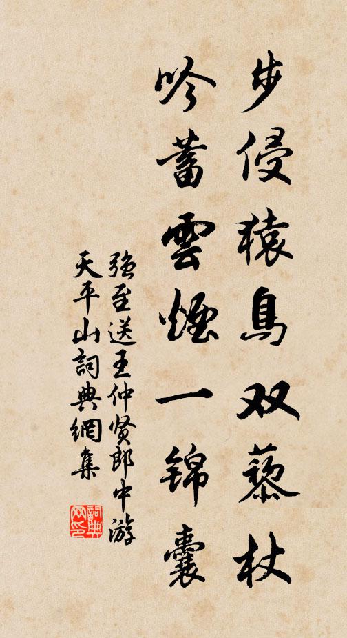 强至步侵猿鸟双藜杖，吟蓄云烟一锦囊书法作品欣赏