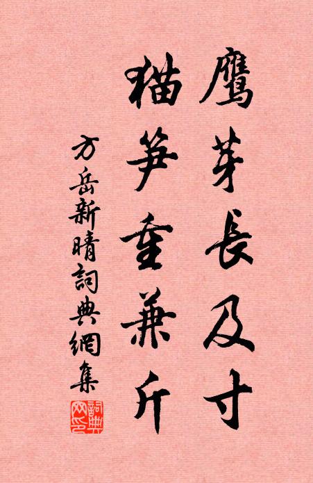 方岳鹰芽长及寸,猫笋重兼斤书法作品欣赏