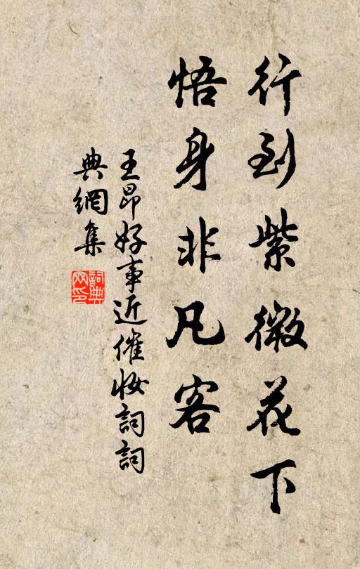 王昂行到紫微花下，悟身非凡客书法作品欣赏