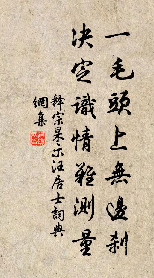 释宗杲一毛头上无边刹，决定识情难测量书法作品欣赏